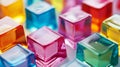Vibrant translucent cubes in various colors