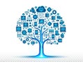 Digital technology tree of icons isolated on white background Royalty Free Stock Photo