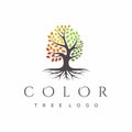 Vibrant tree logo design, root vector. Tree of life logo design