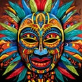 Vibrant Tribal Mask Symbolizing Unity of Art, Culture, and Spirituality