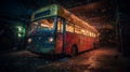 Vibrant Trolleybus Photo Shoot: Explosive Colors on Shiny Background