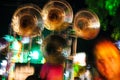 Vibrant trombones during a parade in Haridwar