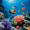 Vibrant Tropical Fish in Flourishing Coral Reef Royalty Free Stock Photo
