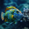 Vibrant Tropical Fish Swimming in Aquarium