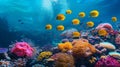 Vibrant tropical fish swimming among colorful corals in a saltwater aquarium environment Royalty Free Stock Photo