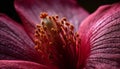 Vibrant tropical flower pistil in dewy close up, abstract beauty generated by AI