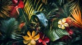 Vibrant Tropical Foliage and Flowers