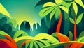 Vibrant Tropical Jungle Background Illustration