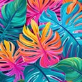 Vibrant Tropical Leaves Seamless Pattern Inspired By Lilly Pulitzer