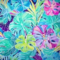 Vibrant Tropical Sea Pattern With Lilly Pulitzer-inspired Design