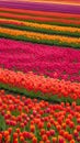 Vibrant Tulip Field Stretching to the Horizon in Spring