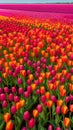 Vibrant Tulip Field Stretching to the Horizon in Spring