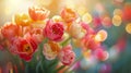 Vibrant Tulips Bathed in Warm Sunset Light. Generative ai Royalty Free Stock Photo