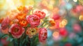 Vibrant Tulips Bathed in Warm Sunset Light. Generative ai Royalty Free Stock Photo