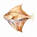 Watercolor Clipart Of A Turbot With White Background