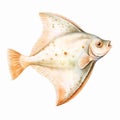 Watercolor Turbot Clipart With White Background Royalty Free Stock Photo