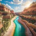 Turquoise River Winding Through Grand Canyon Red Rock Cliffs water nature Royalty Free Stock Photo