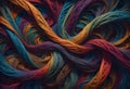 Vibrant Twisted Threads of Multiple Colors Intertwined, Generative AI Royalty Free Stock Photo