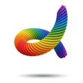 A vibrant, twisting 3D shape featuring a rainbow spectrum of colors, from red to Royalty Free Stock Photo