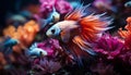 Vibrant underwater beauty fish, coral, and colorful aquatic plants generated by AI Royalty Free Stock Photo