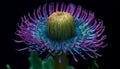 Vibrant underwater beauty macro pink and purple flower on reef generated by AI