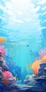 Vibrant Underwater Cartoon Illustration Of A Shallow Sea Royalty Free Stock Photo