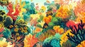 Vibrant Underwater Coral Reef Ecosystem Illustration