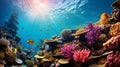 Vibrant Underwater Coral Reef: A Lively Marine Paradise