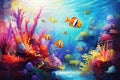 Vibrant Underwater Ecosystem with Colorful Fish and Coral