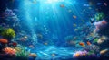 Vibrant Underwater Ecosystem Illuminated by Sunlight. Generative ai