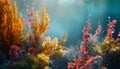 Vibrant underwater plant, a colorful coral reef in motion