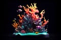 Vibrant underwater scene with colorful fish swimming around a lively coral reef