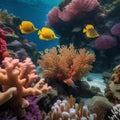 A vibrant underwater scene with coral and fish1