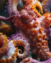 vibrant underwater scene featuring group of octopuses with intricate patterns and colors. Their unique textures and hues create