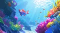 Vibrant Underwater Seascape with Colorful Coral and Tropical Fish Royalty Free Stock Photo