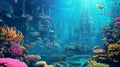 A vibrant underwater world with coral reefs and mystical sea creatures like mermaids. Generative Ai Royalty Free Stock Photo