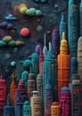 Vibrant Urban Landscapes: A Whimsical Fusion of Wool Felting and Royalty Free Stock Photo