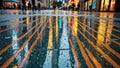 City Lights in the Rain: A Vibrant Urban Abstract, generative ai Royalty Free Stock Photo