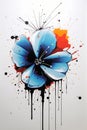 Vibrant Vandalism: The Bold Beauty of a Military Hibiscus in Blu Royalty Free Stock Photo