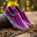 Vibrant Vans Slip On Shoes With Pink And Blue Stripes