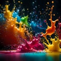 Vibrant variety of colors splashes - ai generated image