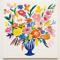 Minimalistic Street Art: Vibrant Bouquet Of Flowers In A Matisse-inspired Vase Royalty Free Stock Photo