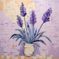 Vibrant Vase Of Lavender: A Colorful Flat Composition Artwork Royalty Free Stock Photo