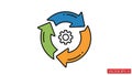Process Cycle with Gear Settings Icon Royalty Free Stock Photo