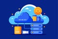 A vibrant vector illustrating cloud storage concepts featuring servers and data, showcasing the modern approach to digital data Royalty Free Stock Photo