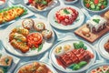 Culinary Classics Vector Feast AI Generated