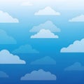 Blue Sky with Flat Design Clouds Background Royalty Free Stock Photo