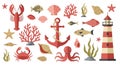 Nautical Vector Illustration Set Royalty Free Stock Photo