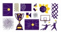 Basketball Sport Elements Collection in Flat Design Royalty Free Stock Photo