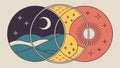 Celestial Cycle Duality, Sun Moon Stars Art, vector design Generative AI Royalty Free Stock Photo